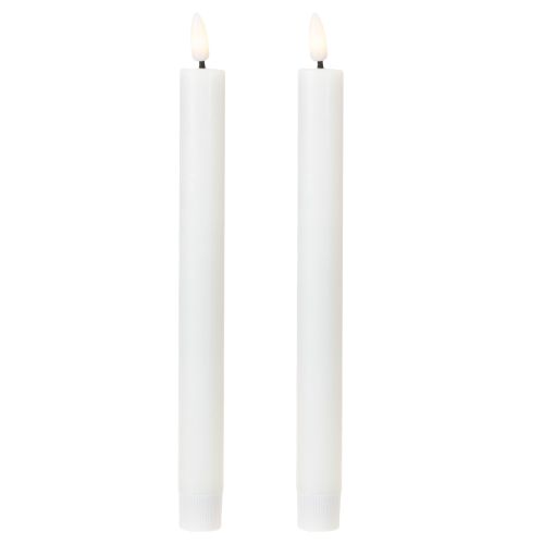 Candele LED bianche coniche candele di cera bianco caldo 24,5 cm 2 pezzi