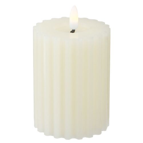 Floristik24 Candele LED con timer candele con scanalatura di cera 7,5/10 cm crema 2 pezzi