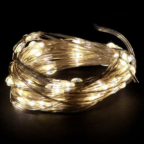 Catena luminosa a LED 100 Micro LED bianco caldo timer 4 pezzi