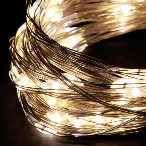 Prodotto Catena luminosa a LED 100 Micro LED bianco caldo timer 4 pezzi