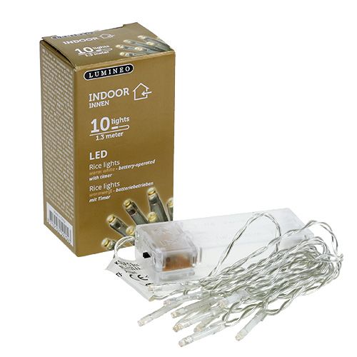 Floristik24 Lucine LED 10er 1.3m bianco caldo, a batteria
