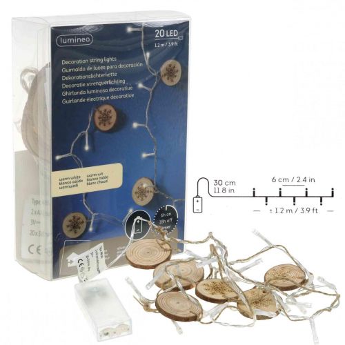 Prodotto Lucine a LED all&#39;interno di luci natalizie in dischi di legno L120cm
