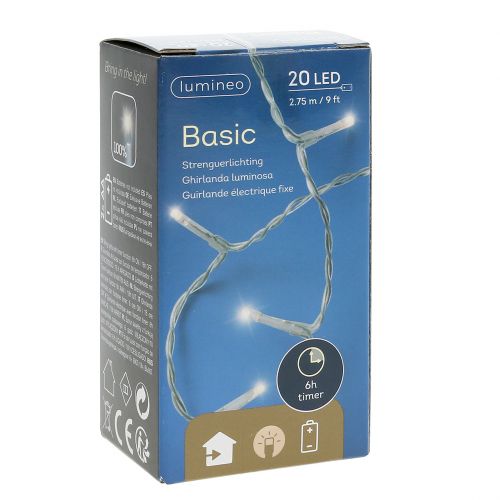 Floristik24 Lucine LED bianco caldo con timer 20 275 cm