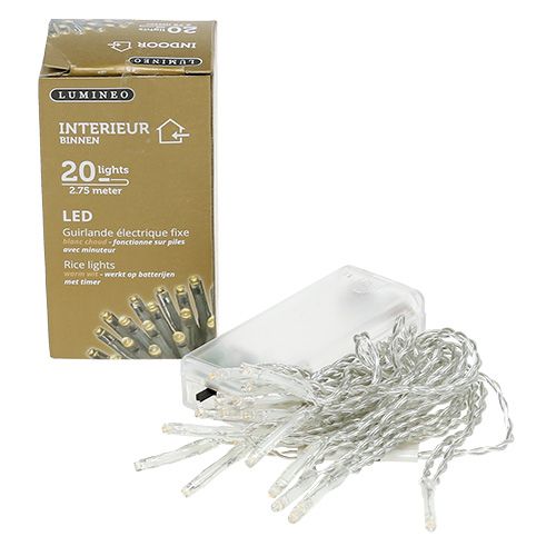 Floristik24 Catena luminosa a LED 20 cm 275 cm con batteria bianco caldo
