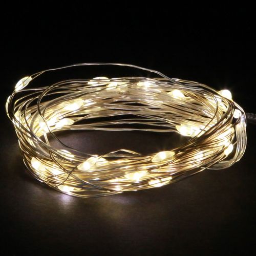 Lucine LED 40 micro-LED bianco caldo timer per batteria 6 pezzi