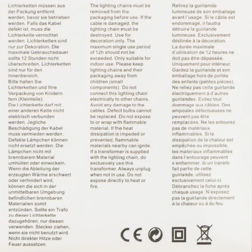 Prodotto Catena luminosa a LED, 50 lampadine, a batteria, 5 m, bianco caldo