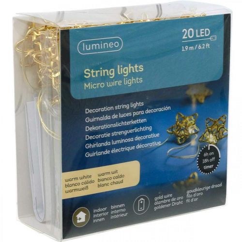 Prodotto Catena luminosa a LED stelle timer micro LED all'interno oro 1,90 m