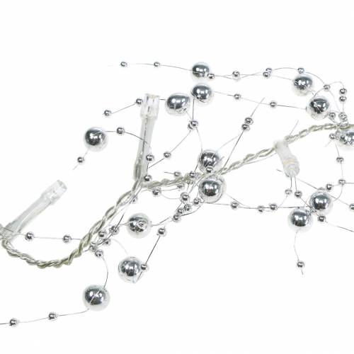 Prodotto Catena luminosa a LED ghirlanda di perle argento bianco caldo L120cm