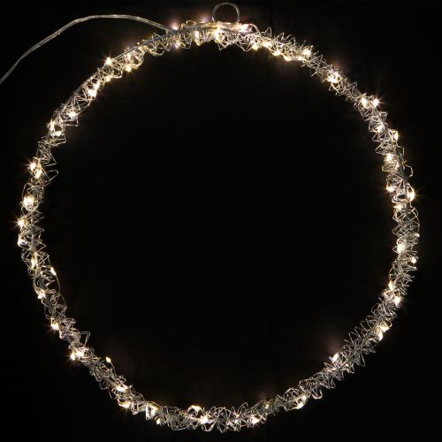 Prodotto Decorazione ad anello LED in metallo da appendere, argento, bianco caldo, 30 cm