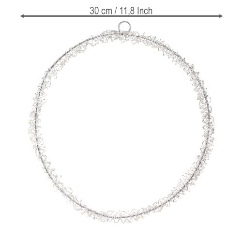 Prodotto Decorazione ad anello LED in metallo da appendere, argento, bianco caldo, 30 cm