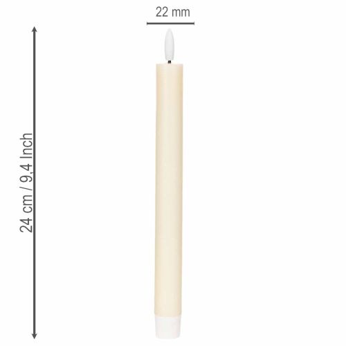 Candela a cono a LED bianca con luce bianca calda, 24 cm, con timer, 2 pezzi | Floristik24.it