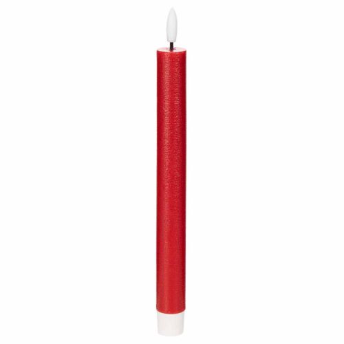Candela a cono a LED, rossa con luce bianca calda, 24 cm, 2 pezzi
