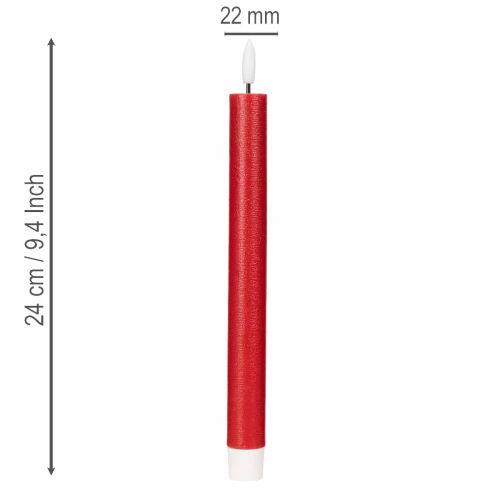Candela a cono a LED, rossa con luce bianca calda, 24 cm, 2 pezzi | Floristik24.it