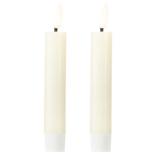 Candela LED crema bianco caldo vera cera H14,5cm 2 pezzi