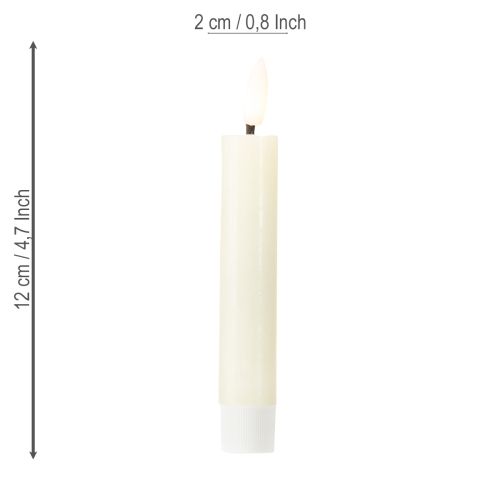Floristik24 Candela LED crema bianco caldo vera cera H14,5cm 2 pezzi