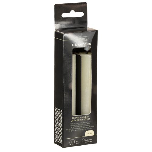 Prodotto Candela LED crema bianco caldo vera cera H14,5cm 2 pezzi