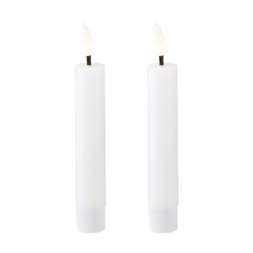 Floristik24 Candela LED a bastoncino, candela di cera bianca, LED bianco caldo 14,5 cm, 2 pezzi