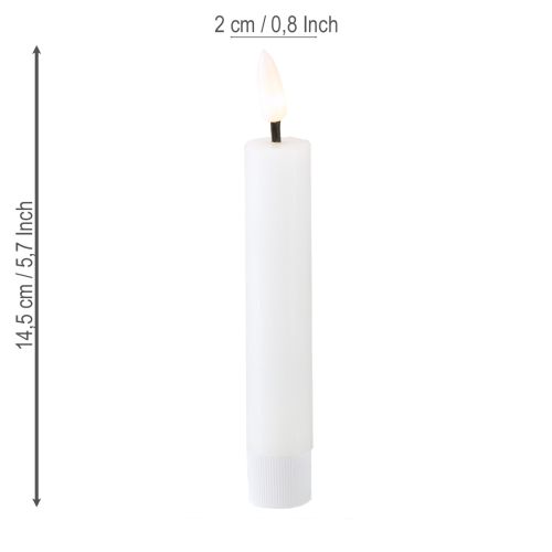 Prodotto Candela LED a bastoncino, candela di cera bianca, LED bianco caldo 14,5 cm, 2 pezzi