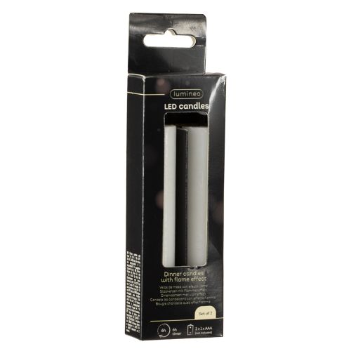 Prodotto Candela LED a bastoncino, candela di cera bianca, LED bianco caldo 14,5 cm, 2 pezzi