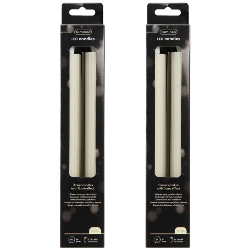 Prodotto Candele a bastoncino LED con timer candele scanalate crema 24,5 cm 4 pezzi
