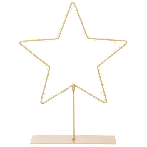 Stella con 50 LED, decorazione da tavolo in metallo, a batteria, per uso interno, 33 cm