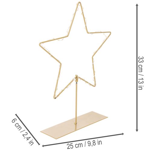 Stella con 50 LED, decorazione da tavolo in metallo, a batteria, per uso interno, 33 cm | Floristik24.it