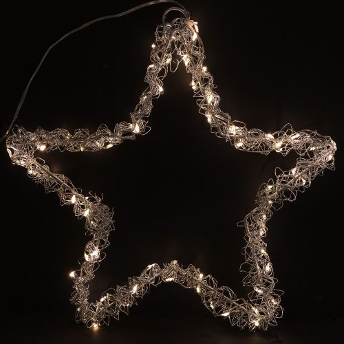 Stella LED da appendere in metallo argentato 70 LED bianco caldo Ø25cm