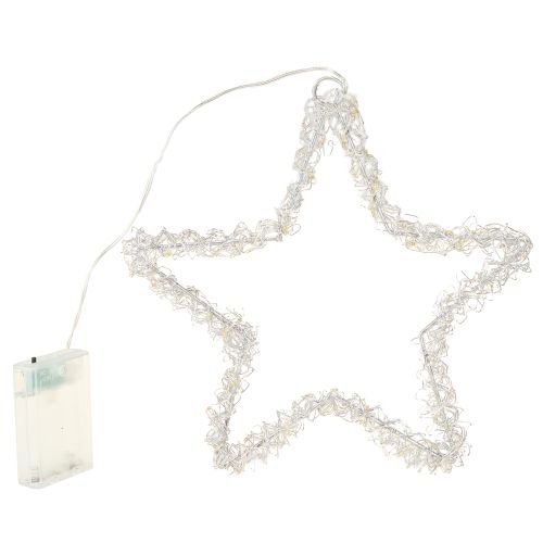 Prodotto Stella LED da appendere in metallo argentato 70 LED bianco caldo Ø25cm
