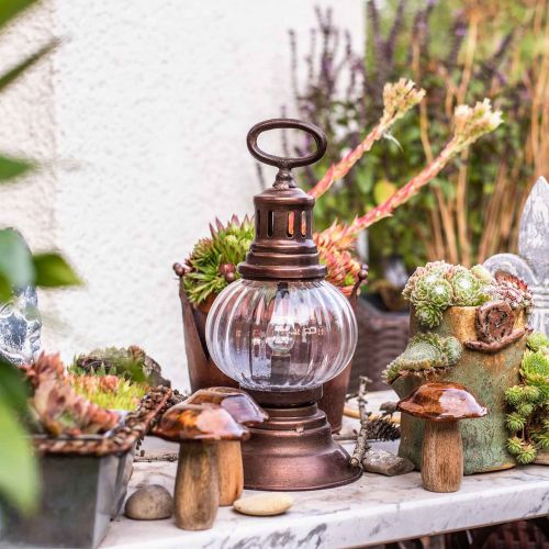 Floristik24 Lanterna uragano a LED, lampada in metallo, luce decorativa, aspetto vintage Ø12,5cm H30cm