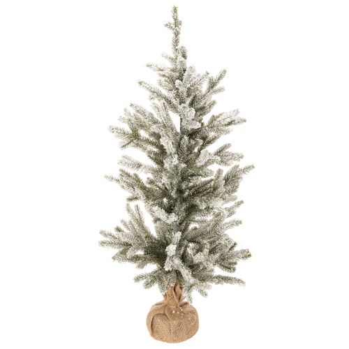 Albero di Natale artificiale con neve in un sacco di iuta, 40 LED, per uso interno, 85 cm