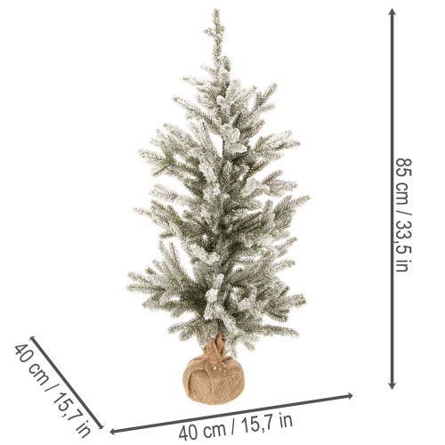 Albero di Natale artificiale con neve in un sacco di iuta, 40 LED, per uso interno, 85 cm | Floristik24.it