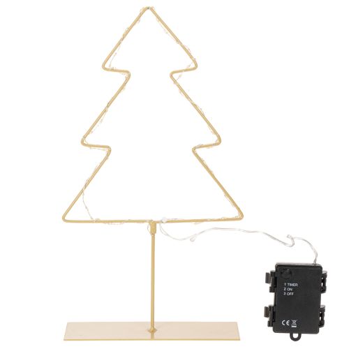 Sagoma di albero di Natale con 60 LED bianco caldo per decorazione da tavolo in interni, 37 cm | Floristik24.it
