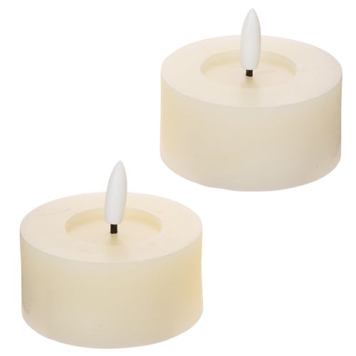 Candela a LED, luce bianca calda, effetto tremolante e timer, vera cera, funzionamento a batteria, 7 cm, 2 pezzi | Floristik24.it