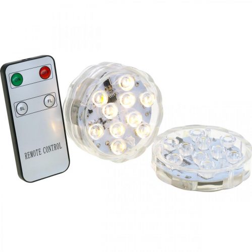 Prodotto Luci LED subacquee con telecomando bianco caldo 2 pezzi