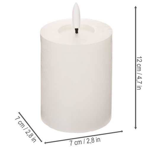 Candela a colonna a LED, effetto tremolante, con timer, Ø7cm, 12cm | Floristik24.it