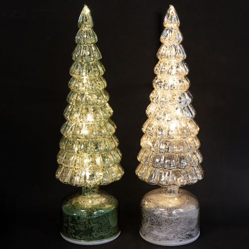 Floristik24 Albero di Natale LED rotante verde argento H34cm 2 pezzi