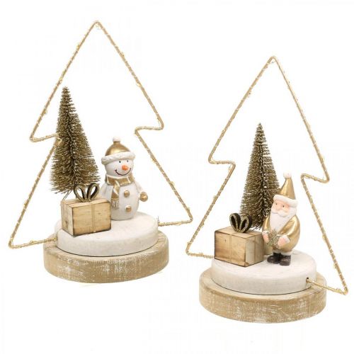 Decorazione da tavola Natale LED abete Per batteria H21cm, set di 2
