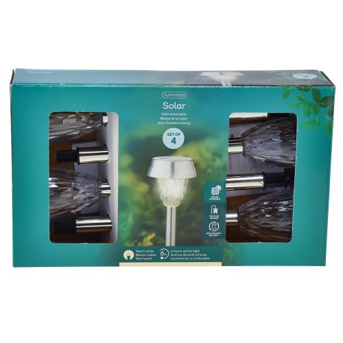 Prodotto Luci da giardino a LED solari con timer bianco caldo H35cm 4 pz