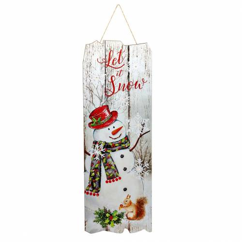Floristik24 Pupazzo di neve murale a LED "Let it Snow" 21 × 60 cm Per batteria
