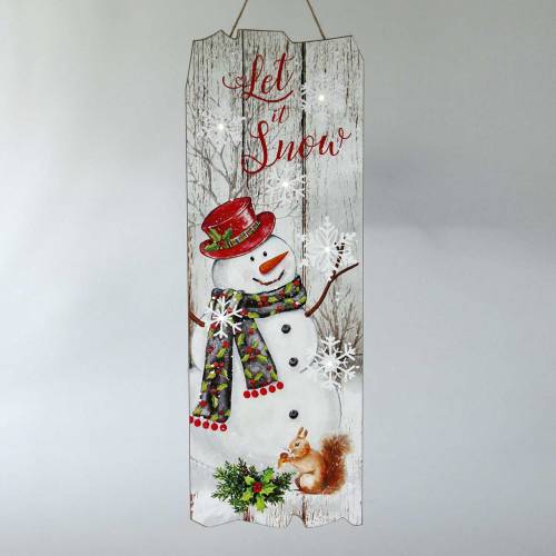 Floristik24 Pupazzo di neve murale a LED "Let it Snow" 21 × 60 cm Per batteria