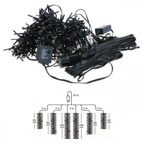 Prodotto Cascata luminosa con effetto neve, decorazione invernale Avvento, luci LED 6 fili bianco caldo 480 L60/80/100cm
