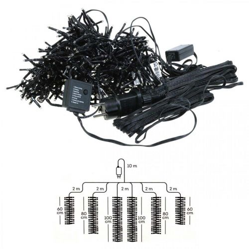 Prodotto Cascata di luce con effetto neve, decorazione invernale Avvento, luci LED 6 fili bianco freddo 480 L60/80/100cm
