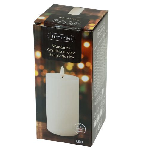 Floristik24 Candele a LED con timer in vera cera bianco aspetto rustico Ø7cm H15cm