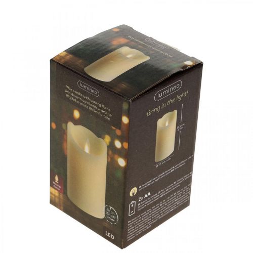 Floristik24 Candela a colonna in cera a LED bianco caldo Ø7,5cm H12,5cm