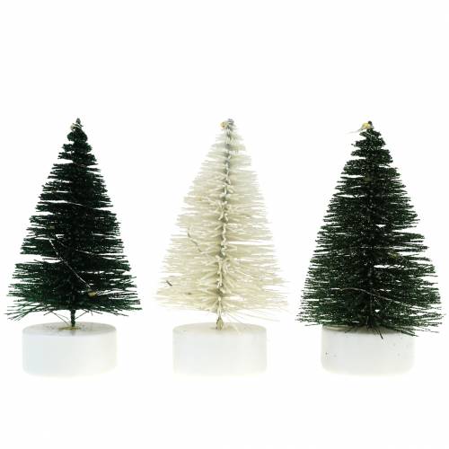 Prodotto Albero di Natale LED verde / bianco 10 cm 3 pezzi