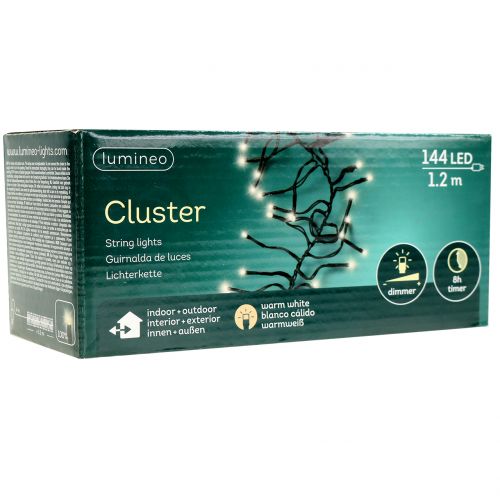 Prodotto Catena di luci a LED 144 nero, bianco caldo per esterno 1.2m