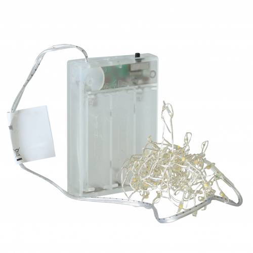 Floristik24 Catena luminosa a LED bianco caldo argento 100cm 100L per batteria