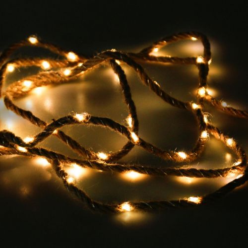 Floristik24 Catena luminosa a LED a batteria nastro di iuta bianco caldo L295cm