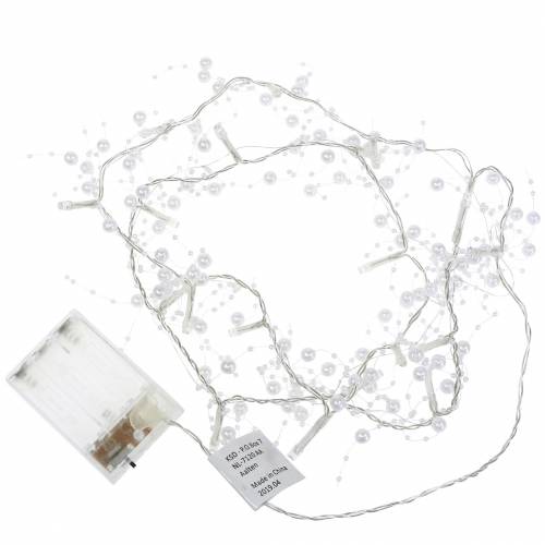 Floristik24 Catena luminosa a LED ghirlanda di perle bianco caldo bianco L120cm