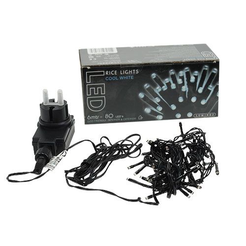 Prodotto Catena luminosa a LED rice 80s 6m per esterno nero/bianco